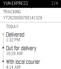 Parcel Tracking event history