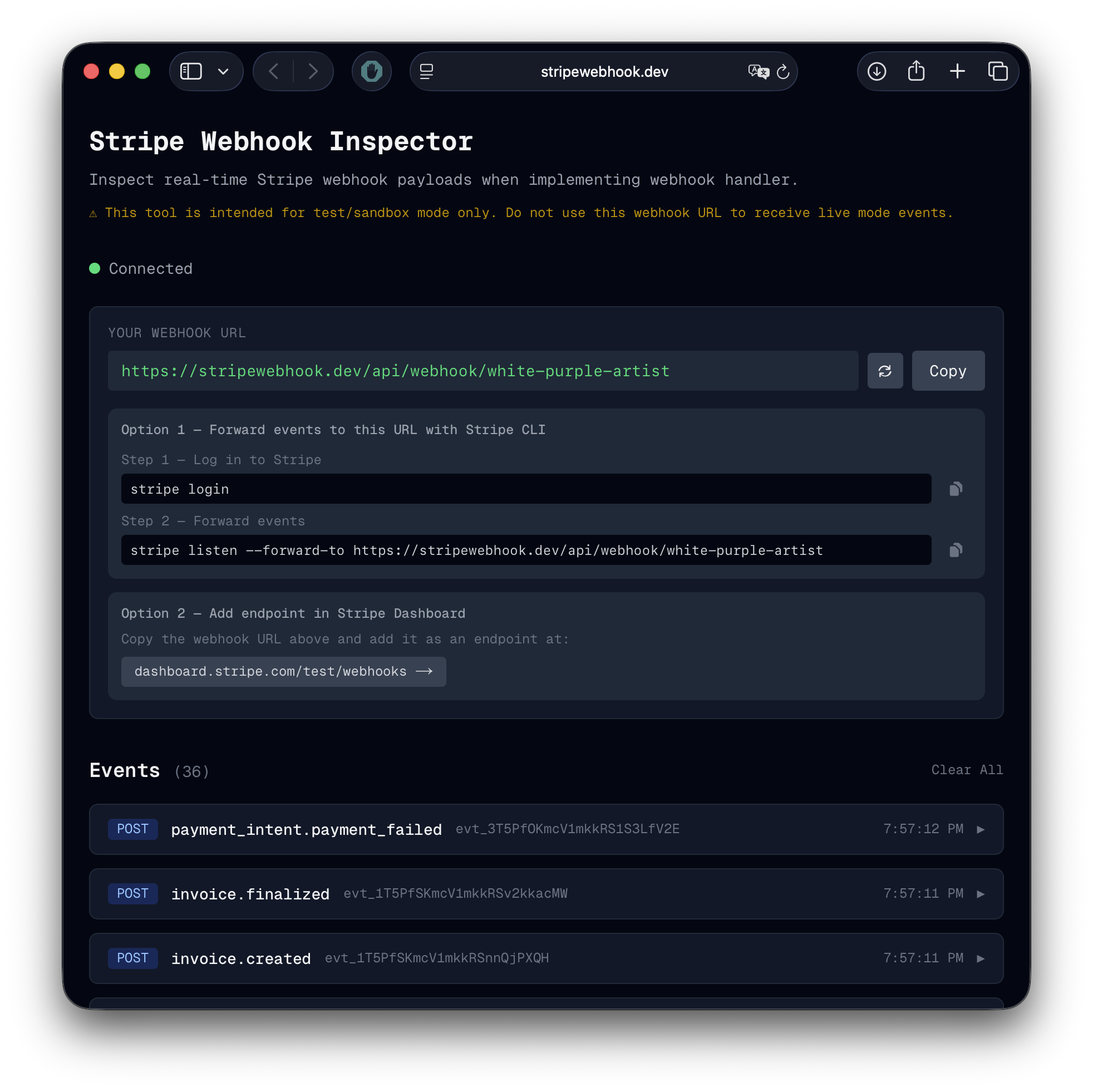 Stripe Webhook Inspector